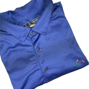 ~ Greg Norman Play Dry Polo - Deep Blue Royal Stripe, Size XL Golf Shirt